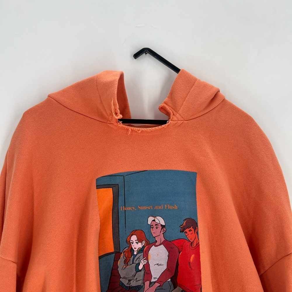 Lxliliūm Orange Graphic Printed Honey Sunset Flush Webtoon Fantasy Hoodie